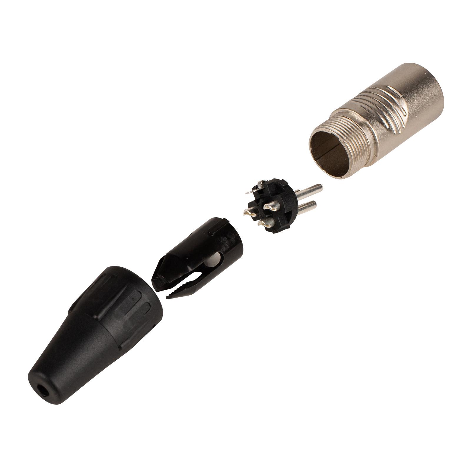 Rean RC3M 3 Pole XLR Male Cable Connector Nickel/Silver